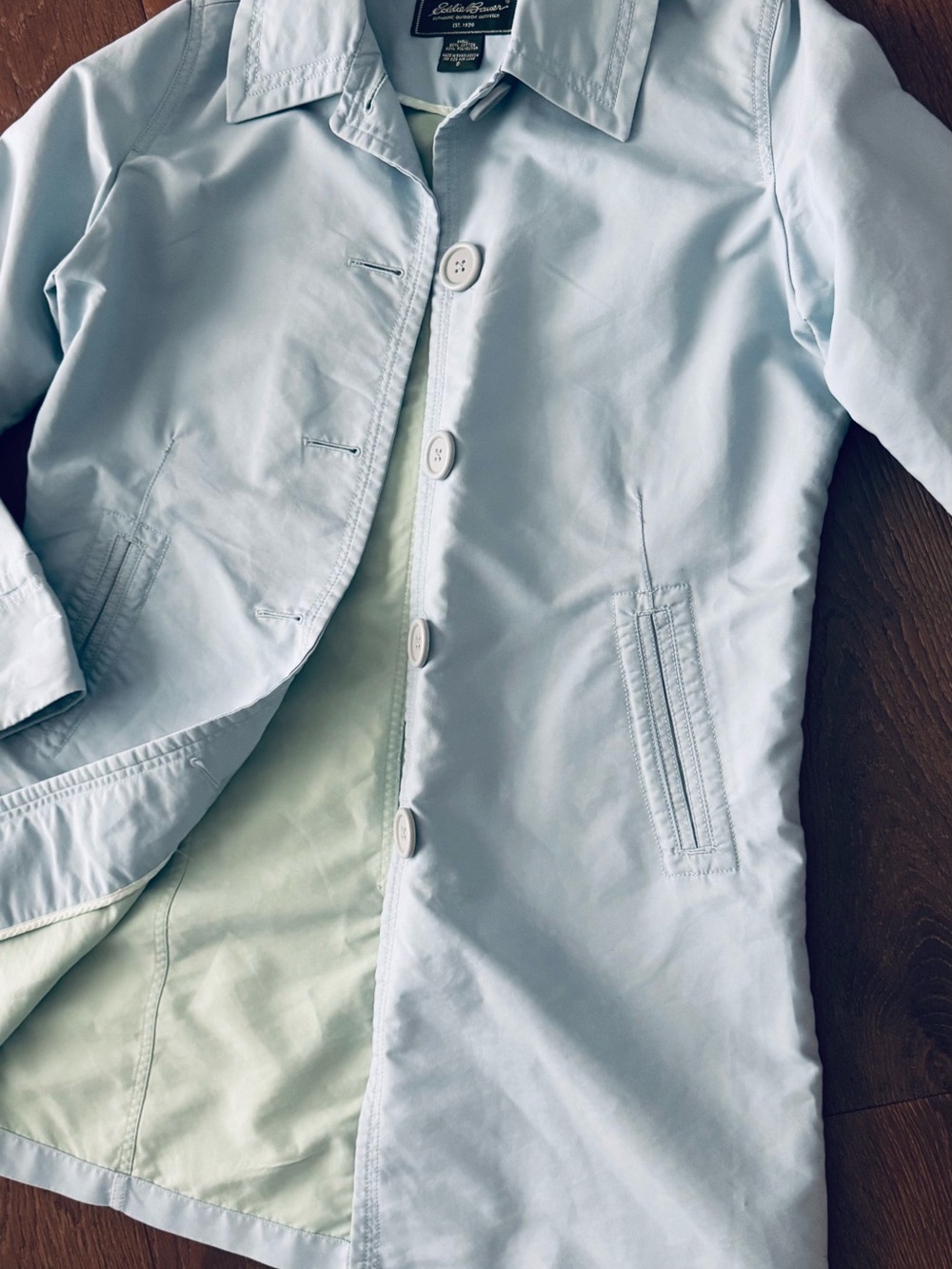 Vintage Eddie Bauer Light Blue Women's duster Trench Coat